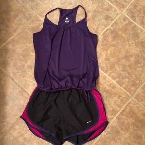 Nike running shorts, matching Old Navy top